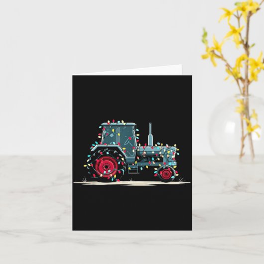 Funny Tractor Christmas Graphics Lights Lover Farm カード (黄色い花)