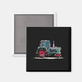 Funny Tractor Christmas Graphics Lights Lover Farm マグネット (正面/裏面)