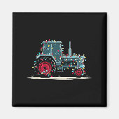 Funny Tractor Christmas Graphics Lights Lover Farm マグネット (正面)