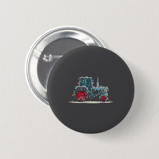Funny Tractor Christmas Graphics Lights Lover Farm 缶バッジ (正面&裏面)