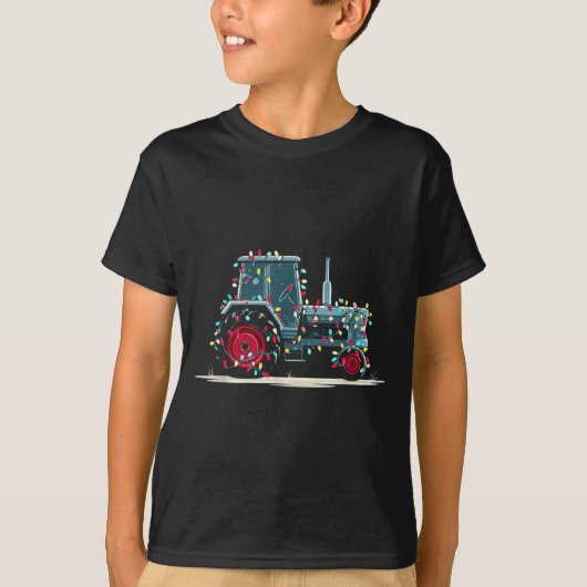 Funny Tractor Christmas Graphics Lights Lover Farm Tシャツ (正面)