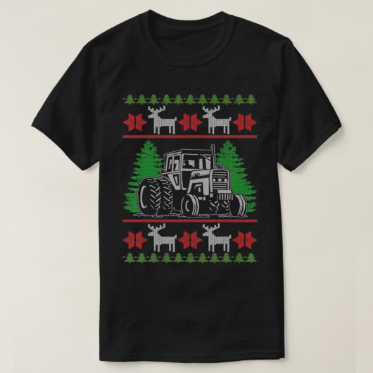 Funny Tractor Farmer Ugly Christmas Sweaters Tシャツ (デザイン正面)