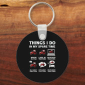 Funny Tractors Lover 6 Things I Do In My Spare Tim キーホルダー (正面)