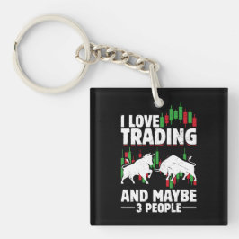Funny Trading Quote Bull & Candlestick Daytrading  キーホルダー