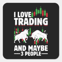 Funny Trading Quote Bull & Candlestick Daytrading  スクエアシール
