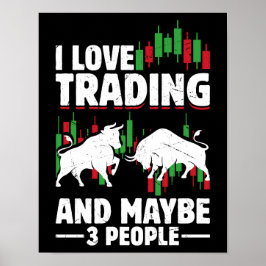 Funny Trading Quote Bull & Candlestick Daytrading  ポスター