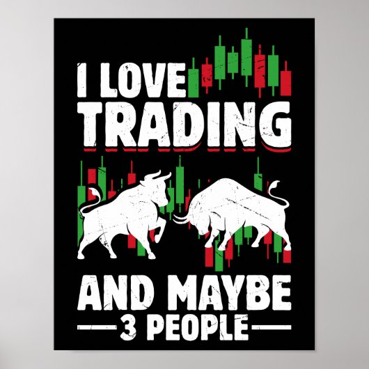 Funny Trading Quote Bull & Candlestick Daytrading  ポスター (正面)