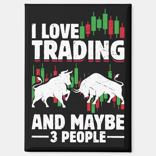 Funny Trading Quote Bull & Candlestick Daytrading  マグネット (正面)