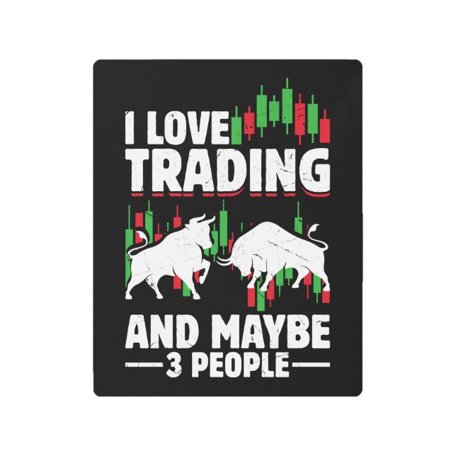 Funny Trading Quote Bull & Candlestick Daytrading  メタルプリント (正面)