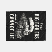 Funny Train Big Boilers Steam Locomotive Freight  フリースブランケット (正面(横))