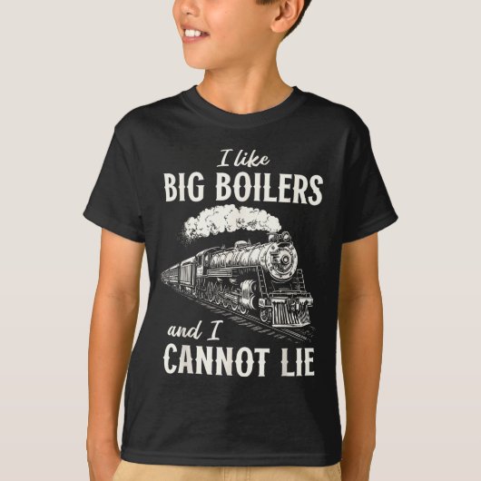 Funny Train Big Boilers Steam Locomotive Freight  Tシャツ (正面)