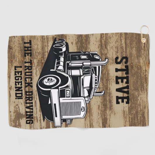 Funny Transport Semi Truck Driver Custom Name ゴルフタオル (横)