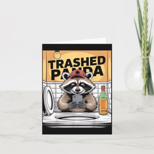 Funny Trashed Panda Raccoon Gets Drunk  カード (正面)