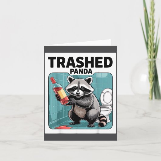 Funny Trashed Panda Raccoon Gets Drunk  カード (正面)
