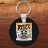 Funny Trashed Panda Raccoon Gets Drunk  キーホルダー (正面)
