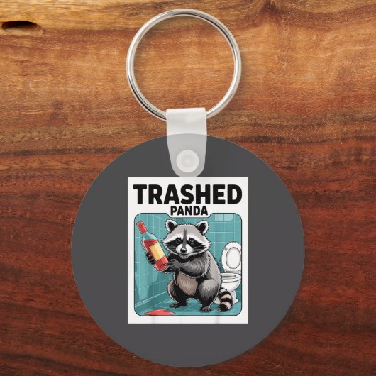 Funny Trashed Panda Raccoon Gets Drunk  キーホルダー (正面)