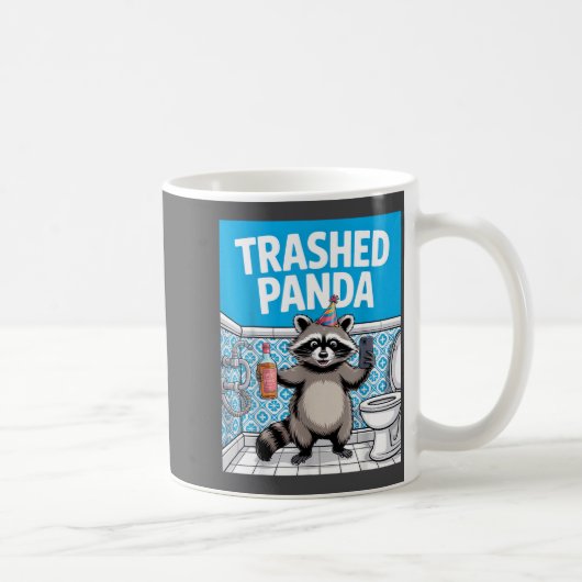 Funny Trashed Panda Raccoon Gets Drunk  コーヒーマグカップ (右)