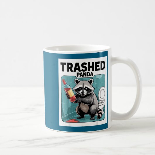 Funny Trashed Panda Raccoon Gets Drunk コーヒーマグカップ (右)