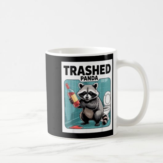 Funny Trashed Panda Raccoon Gets Drunk コーヒーマグカップ (右)
