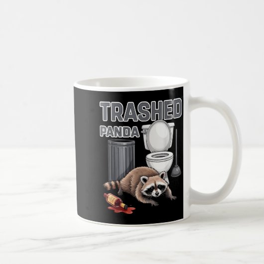 Funny Trashed Panda Raccoon Gets Drunk  コーヒーマグカップ (右)