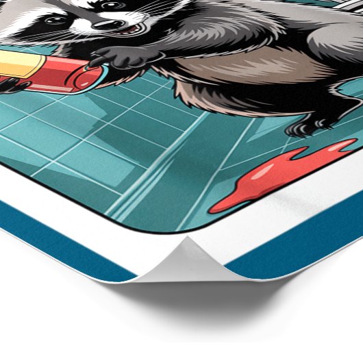 Funny Trashed Panda Raccoon Gets Drunk  ポスター (角)