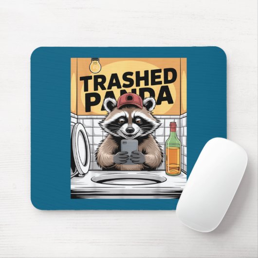 Funny Trashed Panda Raccoon Gets Drunk  マウスパッド (マウス)