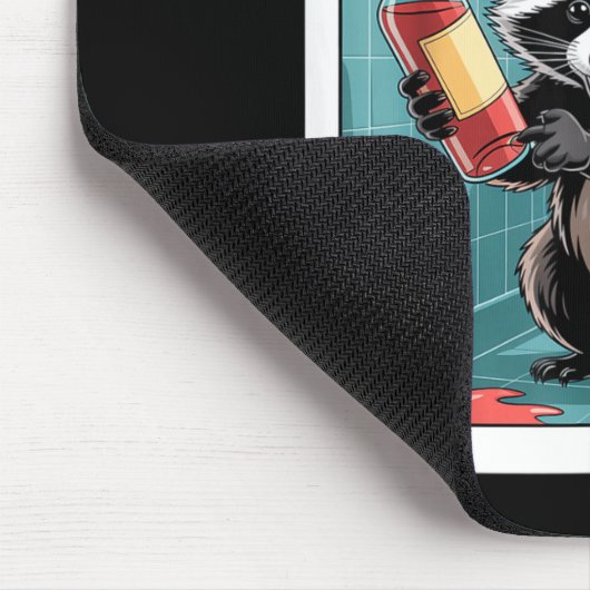 Funny Trashed Panda Raccoon Gets Drunk  マウスパッド (コーナー)