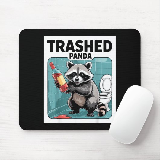 Funny Trashed Panda Raccoon Gets Drunk マウスパッド (マウス)