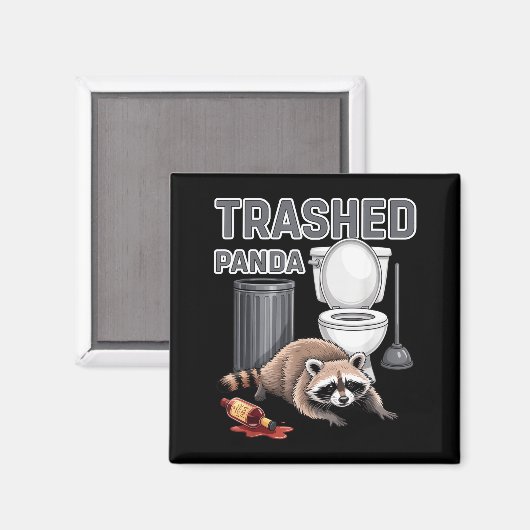 Funny Trashed Panda Raccoon Gets Drunk  マグネット (正面/裏面)