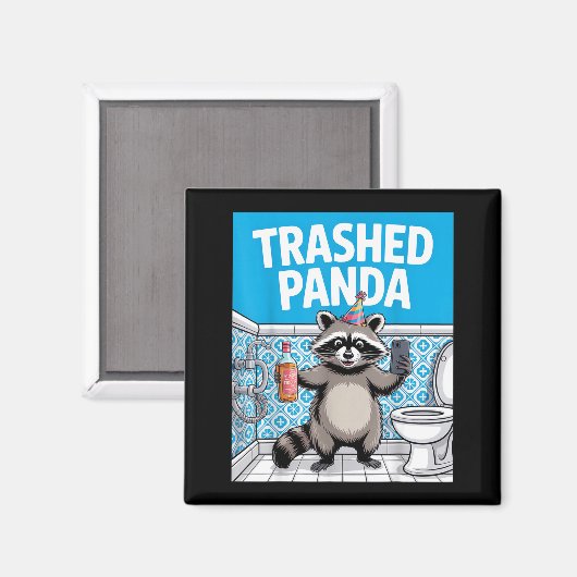 Funny Trashed Panda Raccoon Gets Drunk  マグネット (正面/裏面)