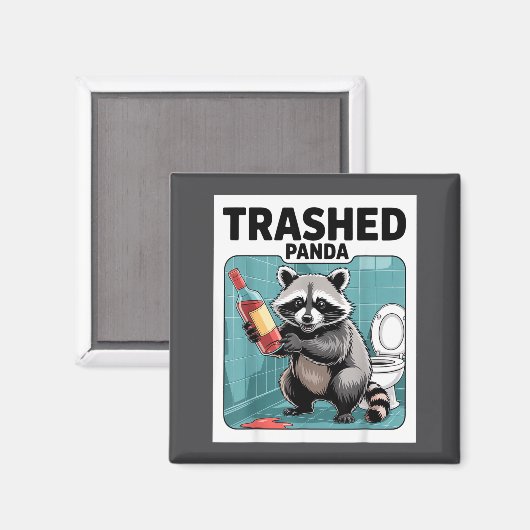 Funny Trashed Panda Raccoon Gets Drunk  マグネット (正面/裏面)