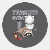 Funny Trashed Panda Raccoon Gets Drunk  ラウンドシール (正面)