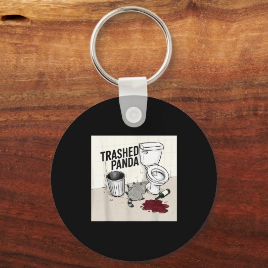 Funny Trashed Panda Racoon Gets Drunk  キーホルダー (正面)