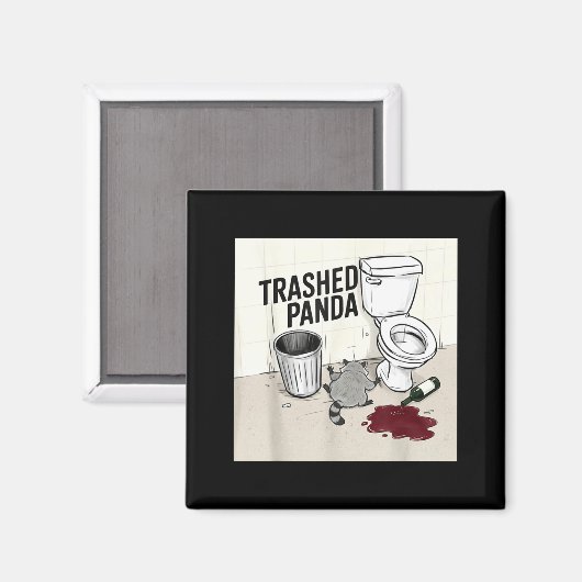 Funny Trashed Panda Racoon Gets Drunk  マグネット (正面/裏面)