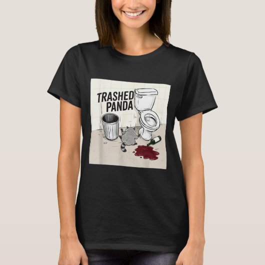 Funny Trashed Panda Racoon Gets Drunk  Tシャツ (正面)