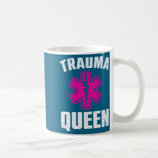 Funny Trauma Queen Art For Paramedic Women Emt Lov コーヒーマグカップ (右)