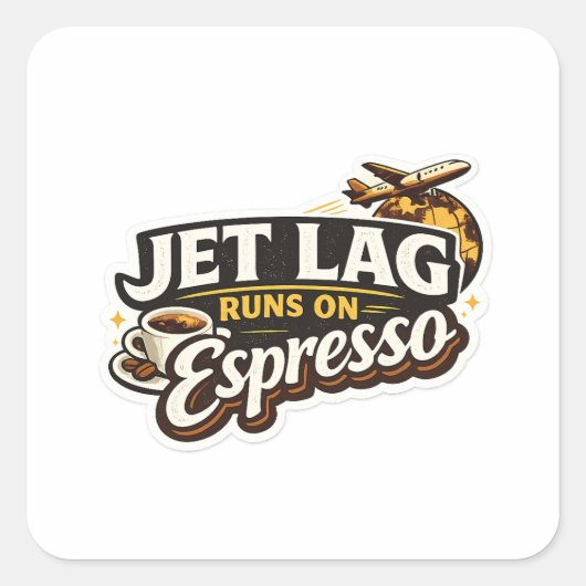  Funny Travel Coffee Lover Hat スクエアシール (正面)