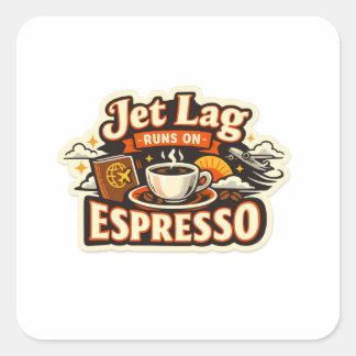  Funny Travel Coffee Lover Hat スクエアシール