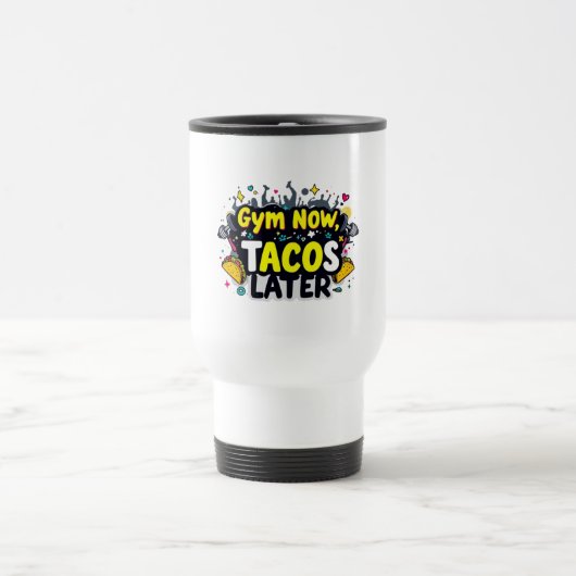 Funny Travel Mug – Fitness & Foodie Commuter Cup トラベルマグ (中央)