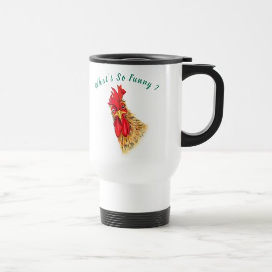 Funny Travel Mug Surprised Rooster - Custom Text トラベルマグ (右)