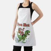Funny Tree Rex Santa Riding T-Rex Dinosaur Christ エプロン (インサイチュ)