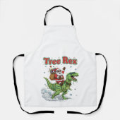 Funny Tree Rex Santa Riding T-Rex Dinosaur Christ エプロン (正面)