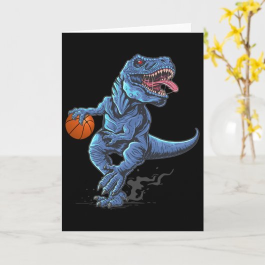 Funny Trex Dinosaur Playing Sketll Player Lover  カード (黄色い花)