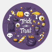 Funny Trick or Treat Kidas Halloween ラウンドシール (正面)