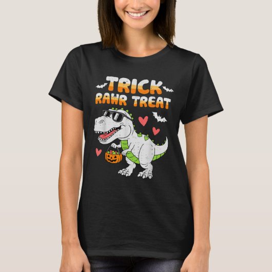 Funny Trick Rawr Treat Dinosaur T Rex Halloween To Tシャツ (正面)