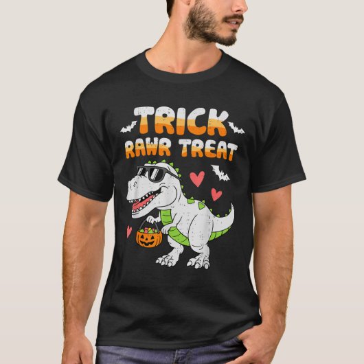 Funny Trick Rawr Treat Dinosaur T Rex Halloween To Tシャツ (正面)