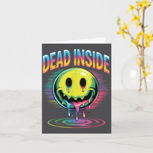 Funny Trippy Dead Inside Quote Sarcasm Meme Gothic カード (黄色い花)