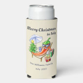Funny Tropical Christmas in July Cartoon Chili Art スリム缶クーラー (Seltzer正面)