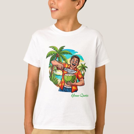 Funny Tropical Coconut Beach Tシャツ (正面)