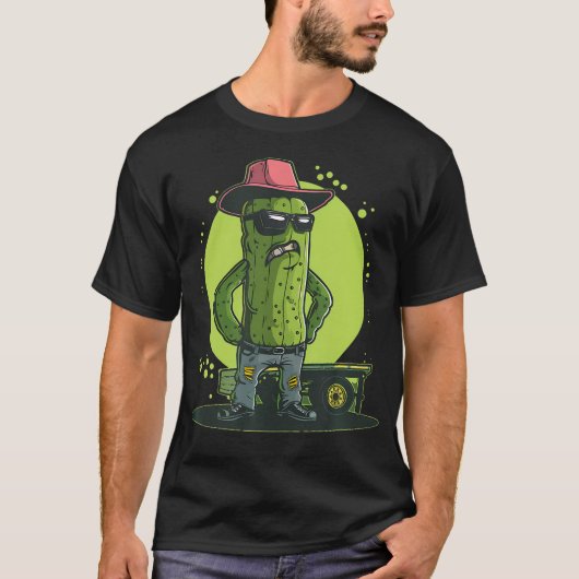 Funny Trucker Pickle With Cowboy Hat Costume Tシャツ (正面)
